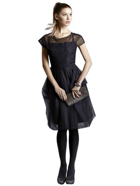 Lundström Collection Black Mesh Tulle Sheer Cocktail Dress Vintage Inspired 8-10